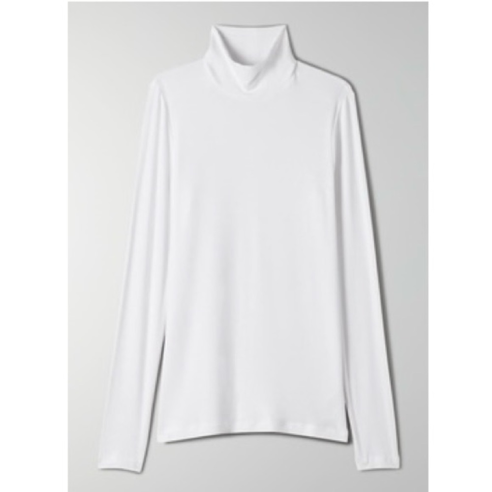 Babaton turtleneck long sleeve tee in white, size L